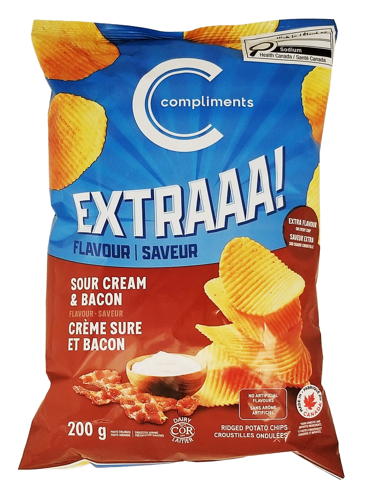 Compliments Extraaa Sour Cream & Bacon Ridged Potato Chips 200g (7.1 oz ...
