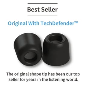 Comply 500 Series Foam Ear Tips with TechDefender: KZ, 64 Audio U-Series (ALL), Sennheiser IE100 Pro and More! Large, 3-Pairs, Black