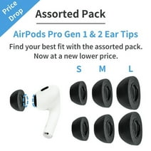 Comply Foam Ear Tips for Apple AirPods Pro Gen 1 and 2, Ultimate Comfort and Unshakeable Fit, Assorted Size S/M/L, 3-Pair Pack, Black