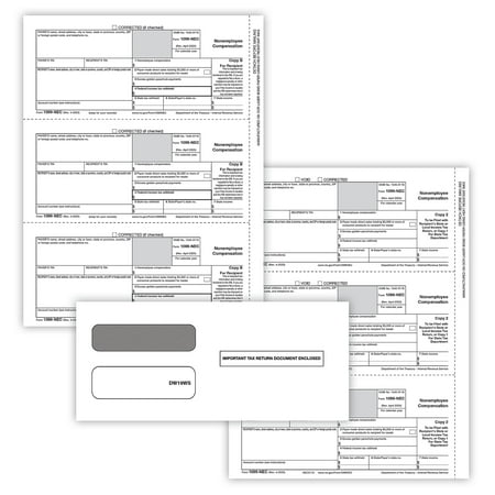 ComplyRight 2025 1099-NEC Tax Form Envelopes/Recipient Copy Only 2-Part 3-Up Copy B C/2 50/Pack