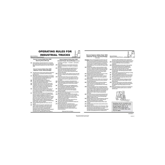 ComplyRight California Operating Rules For Industrial Trucks Poster (ECA2O)
