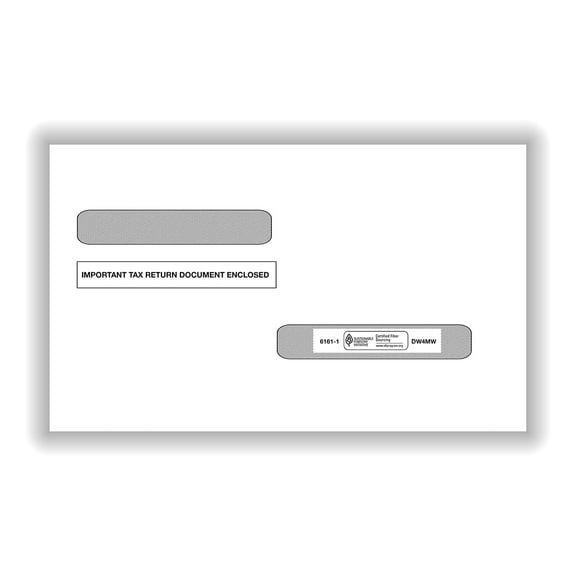 ComplyRight Dbl-Window Tax Envelopes-W-2 /1099-R Tax Forms Moisture/Gum-Seal WE 61611100