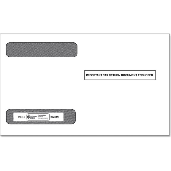 ComplyRight Double Window Envelope for Tax Form 5.63" x 9" White/Black 100/Pack (51511)