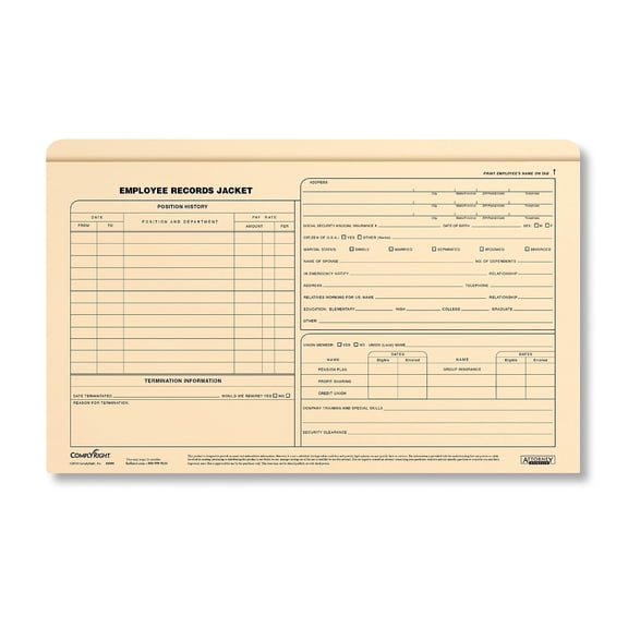 ComplyRight Employee Records Folder Legal Size Pack of 25 (A5009)