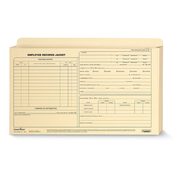 ComplyRight Expanded Employee Records File Jacket 1" Expansion Legal Size Manila 25/Each (A5010)