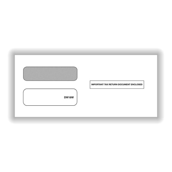 ComplyRight Moistenable Glue Security Tinted Double-Window Tax Envelopes 3 7/8" x 8 3/8" 50/Pack