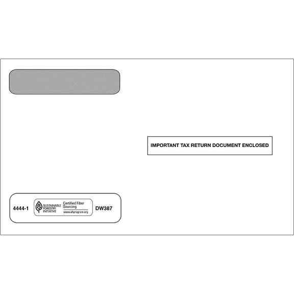 ComplyRight Moistenable Glue Security Tinted Double-Window Tax Envelopes 5 5/8" x 9" 50/Pack