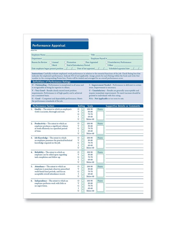Performance Appraisal 50 Forms/Pack (A2192)
