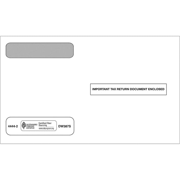 ComplyRight Self Seal Security Tinted Double-Window Tax Envelopes 5 5/8" x 9" 50/Pack (444250)