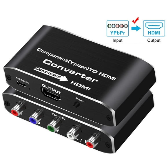 Component to HDMI, YPbPr to HDMI Converter, AUBEAMTO 5RCA RGB to HDMI Converter Adapter, Supports 1080P Video Audio Converter Adapter HDMI V1.4 for DVD PSP Xbox PS2 N64 to HDTV Monitor and Projector