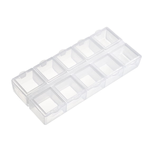 Component Storage Box PS Fixed 10 Grids Clear White 133x62x20mm