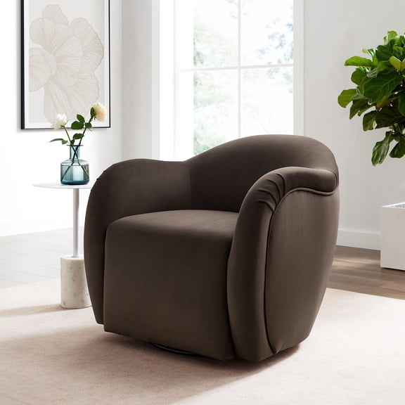 Compose Swivel Armchair in Chocolate Brown