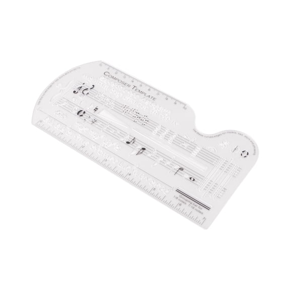Composer Template Sheet Composer Template Sheet Music Drawing Sheet Ruler Dual Scales Curve Ruler PP Transparent Silk Screen Printing Music Symbol Manuscript Tool Ruler for Composers and Music