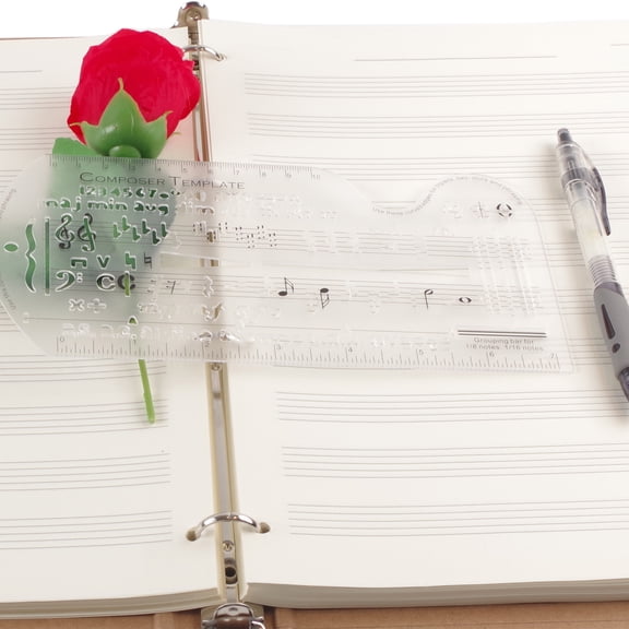 Composer Template Sheet Composer Template Sheet Music Drawing Sheet Ruler Dual Scales Curve Ruler PP Transparent Silk Screen Printing Music Symbol Manuscript Tool Ruler for Composers and Music