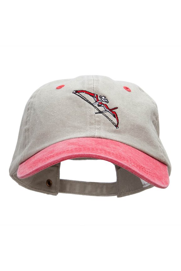 Composit Bow Embroidered Pigment Dyed Wash Caps - Beige Red OSFM