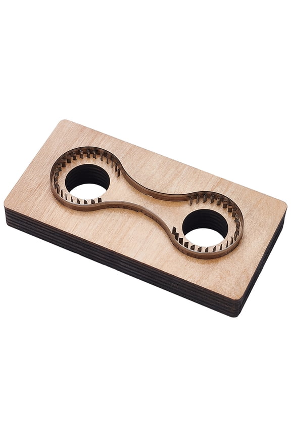 Composite Board Cutting Die Leather Keychains Stencils with Iron for DIY Leather Crafts Tan 140x69x24mm Hole: 24.5mm Inner Diameter: 110x40mm