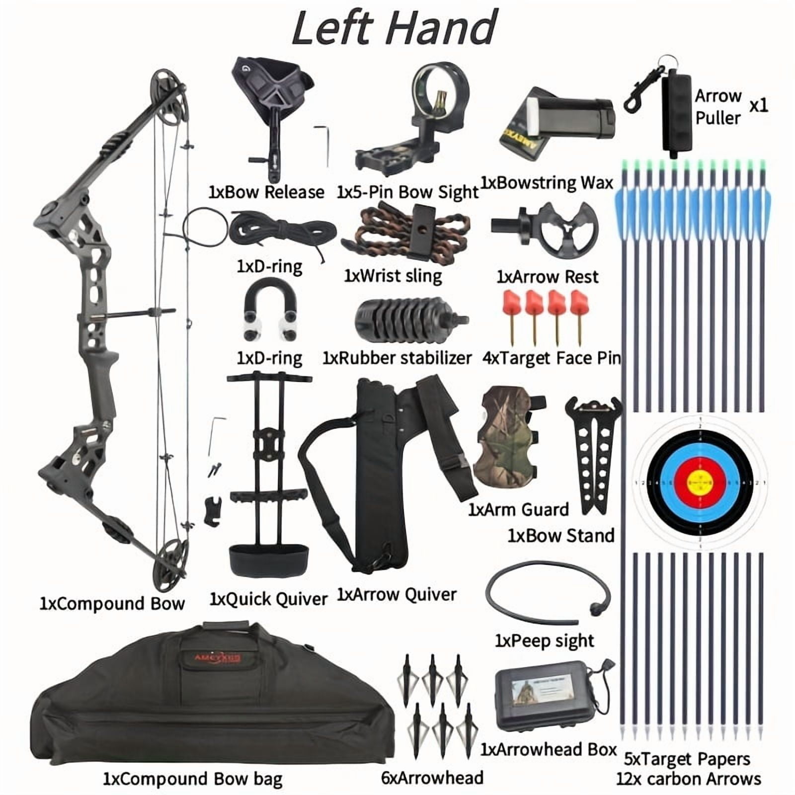 Composite Bow Set For Outdoor Hunting And Target Shooting, With Adjustable Bow Pull Of 20-70 Pounds And A Towing Length Of 24-30 Inches, Suitable For Adult/beginner Hunting