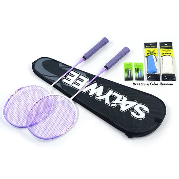 Composite Carbon Fiber 5U 2Pcs Badminton Rackets, Pre-Strung Lightweight, Max 26lbs, Macaron Pastel Colors, Free Bag, Grip & Frame Tapes