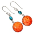 thumbnail image 1 of Composite Coral & Blue Mohave Tq. 925 Silver Earrings Jewelry ALLE-16961, 1 of 1