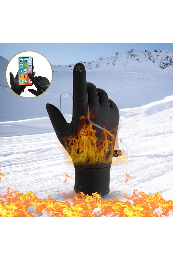 Composite Fabric Windproof Winter Sports Gloves, Touch Screen Enabled Anti-slip Riding Gloves, Plush Lining Warm Comfortable Mitts for Outdoor Exercise Daily Cold Protection