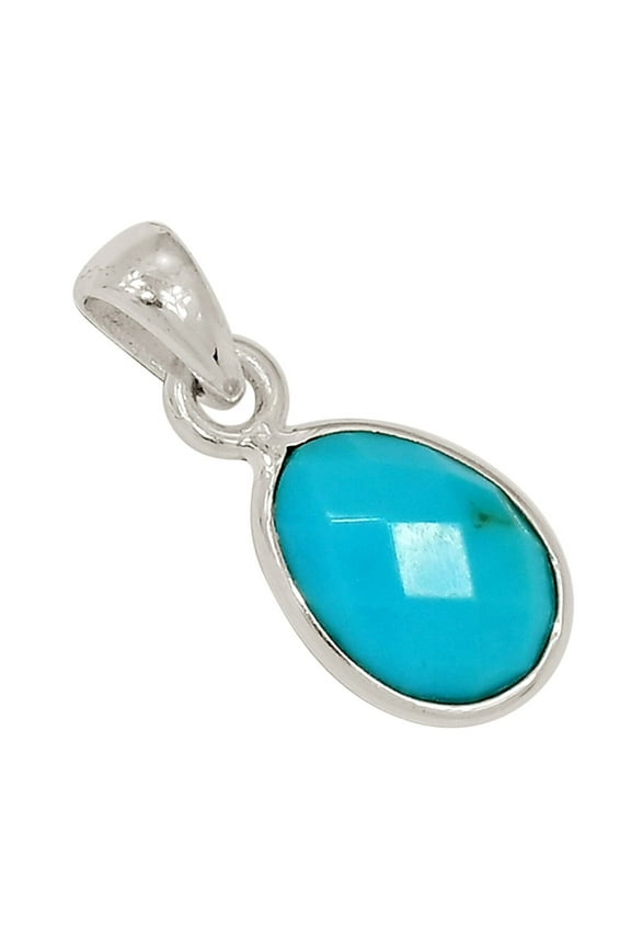 Composite Faceted Mohave Blue Turquoise 925 Silver Pendant Jewelry ALLP-28497