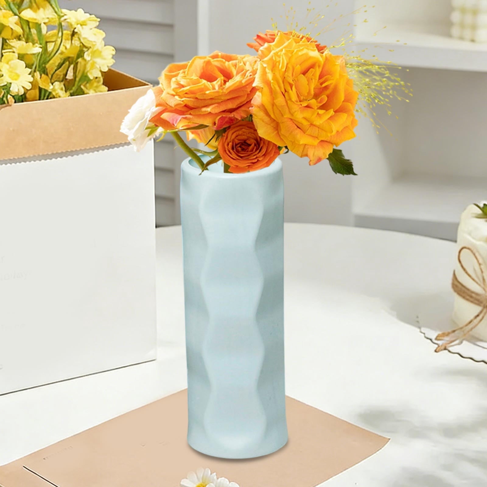 Composite Plastic Flower Vases Bulk White Small Boho Floral Vases for ...