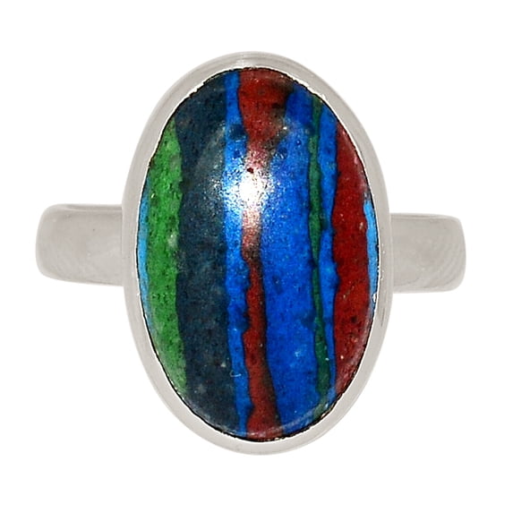 Composite Rainbow Calsilica 925 Sterling Silver Ring Jewelry s.7 ALLR-25244
