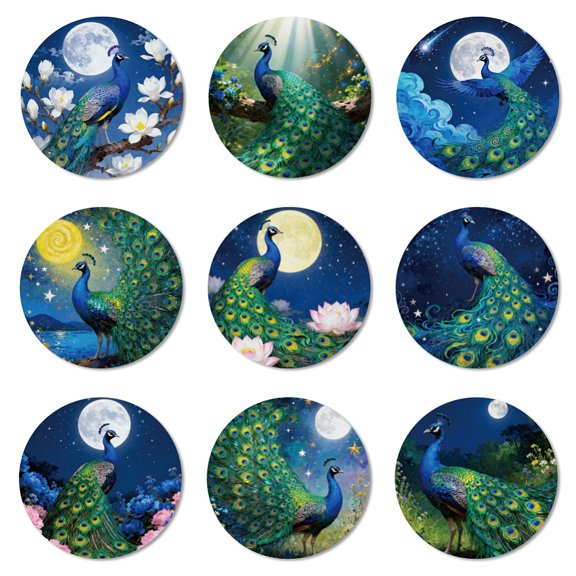 Composite Wood Board Cup Mats Set Printed Coasters Peacock 100x5mm 1pc/style 9 style 9pcs/set