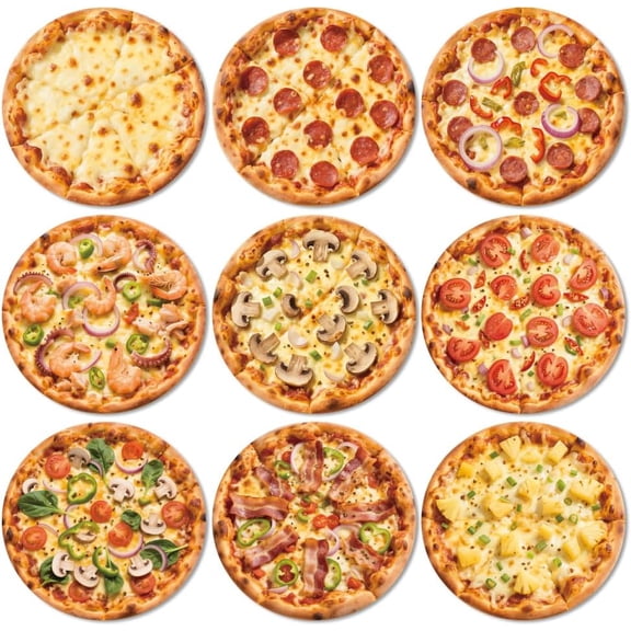 Composite Wood Board Cup Mats Set Printed Coasters Pizza 100x5mm 1pc/style 9 style 9pcs/set for DIY