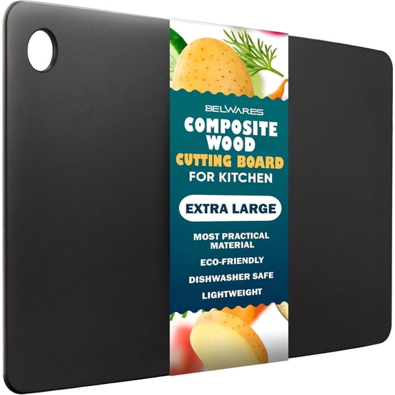 Composite Wood Cutting Board for Kitchen, Extra Large 18 x 12 Inch, Dishwasher Safe, Thin Rectangular Chopping Board