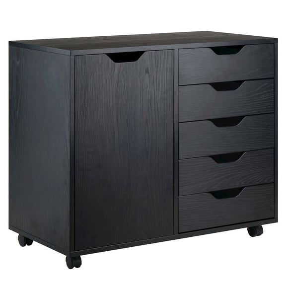 Composite Wood Office Storage Cabinet with Drawers and Locking Casters, Cloud