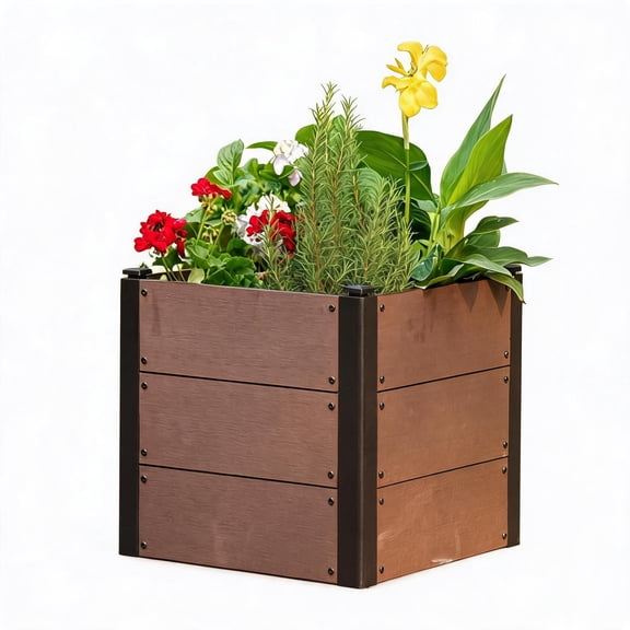 Composite Wood-Texture Raised Garden Bed Planter Box, Weather-Resistant WPC Outdoor Planter with/Without Bottom.
