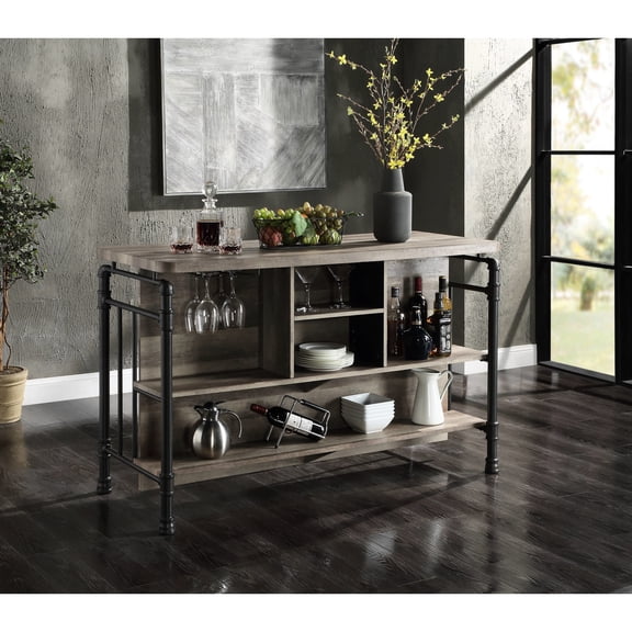 Composite Wood and Metal Combo, 59in Width | Counter Height for Comfortable Use | Strong Weight - Bearing Capacity