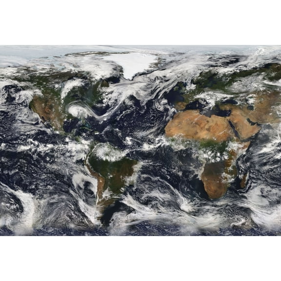 Composite World Map Made From Satellite Based Remote Imaging. July 11 2005. History (24 x 18)