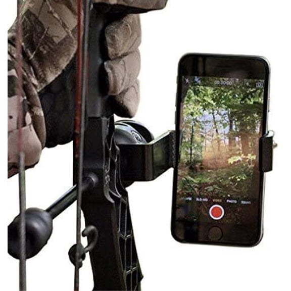Composite bow phone stand, smartphone bow stand for bow hunting, archery phone stand for iPhone and Android, easy to install video recording camera stand