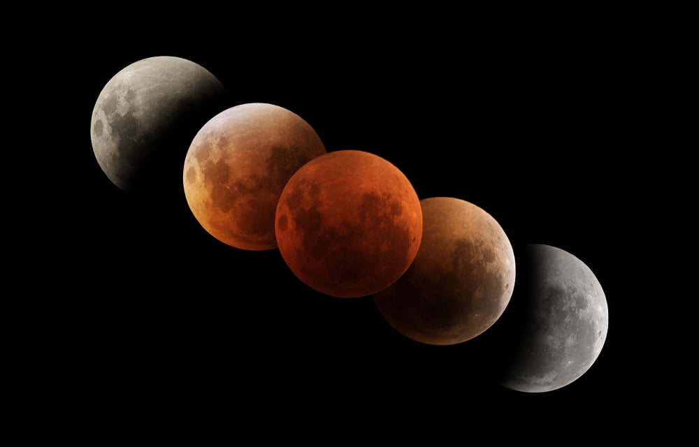 Composite image of lunar eclipse Canvas Art - Philip HartStocktrek Images (36 x 23)