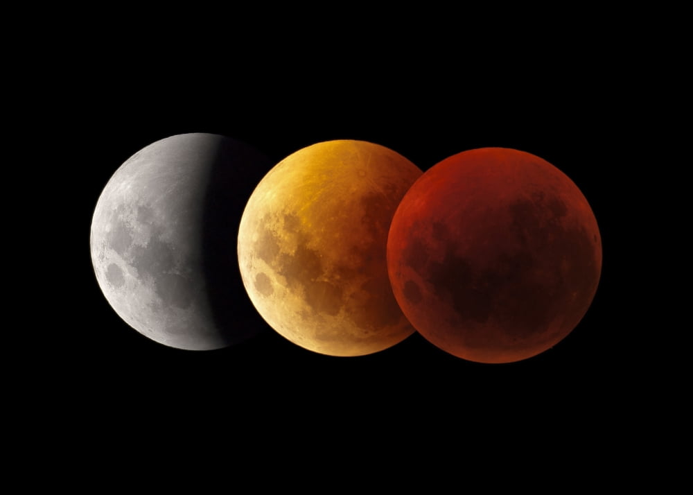 Composite image of lunar eclipse Victoria Australia Canvas Art - Philip HartStocktrek Images (17 x 12)