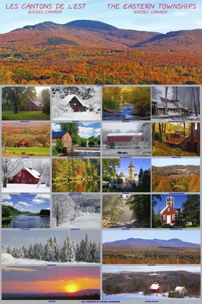 Composite of photographs from various seasons in the Eastern Townships Quebec Canada Canvas Art - David Chapman Design Pics (12 x 19)