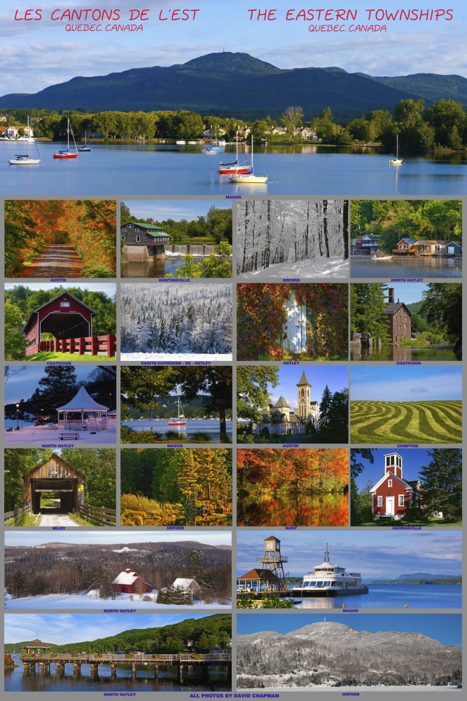 Composite of photographs from various seasons in the Eastern Townships Quebec Canada Canvas Art - David Chapman Design Pics (24 x 38)