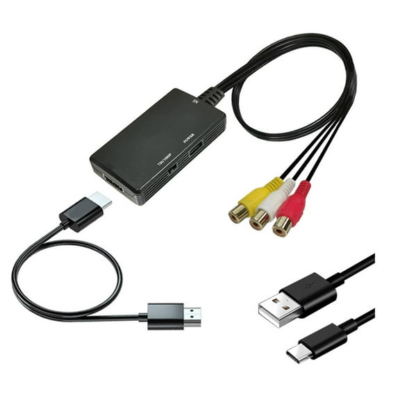 Composite to Digital HDTV Adapter Converts Analog Signals to 720P/1080P for Monitors VCRs Gaming Systems