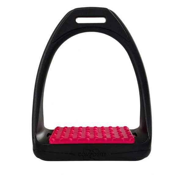Shires Compositi Reflex Stirrups - Lightweight Shock-Absorbing Wide Tread - 4.75" Raspberry Adult (4.75)