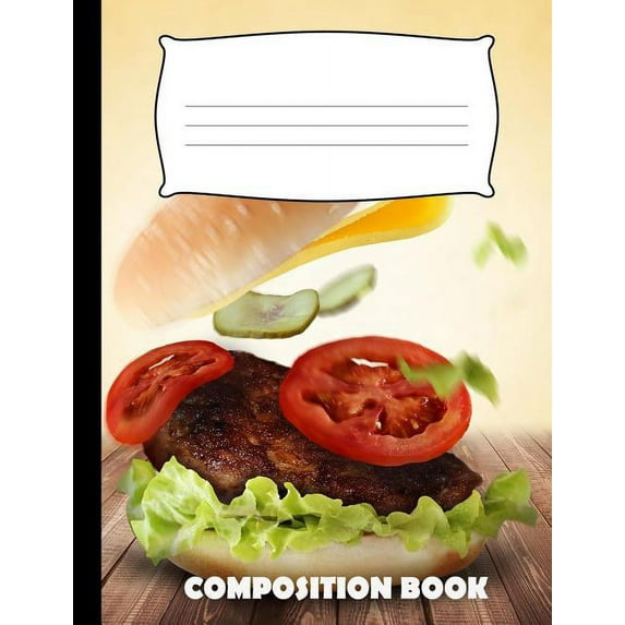 Composition Book: Burger Composition Notebook Wide Ruled (Paperback)