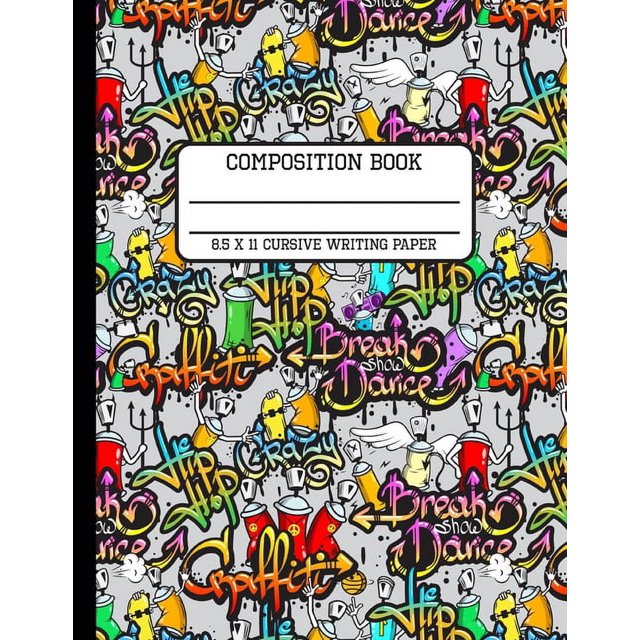Composition Book Cursive Writing Paper Trendy Graffiti Street Art Back