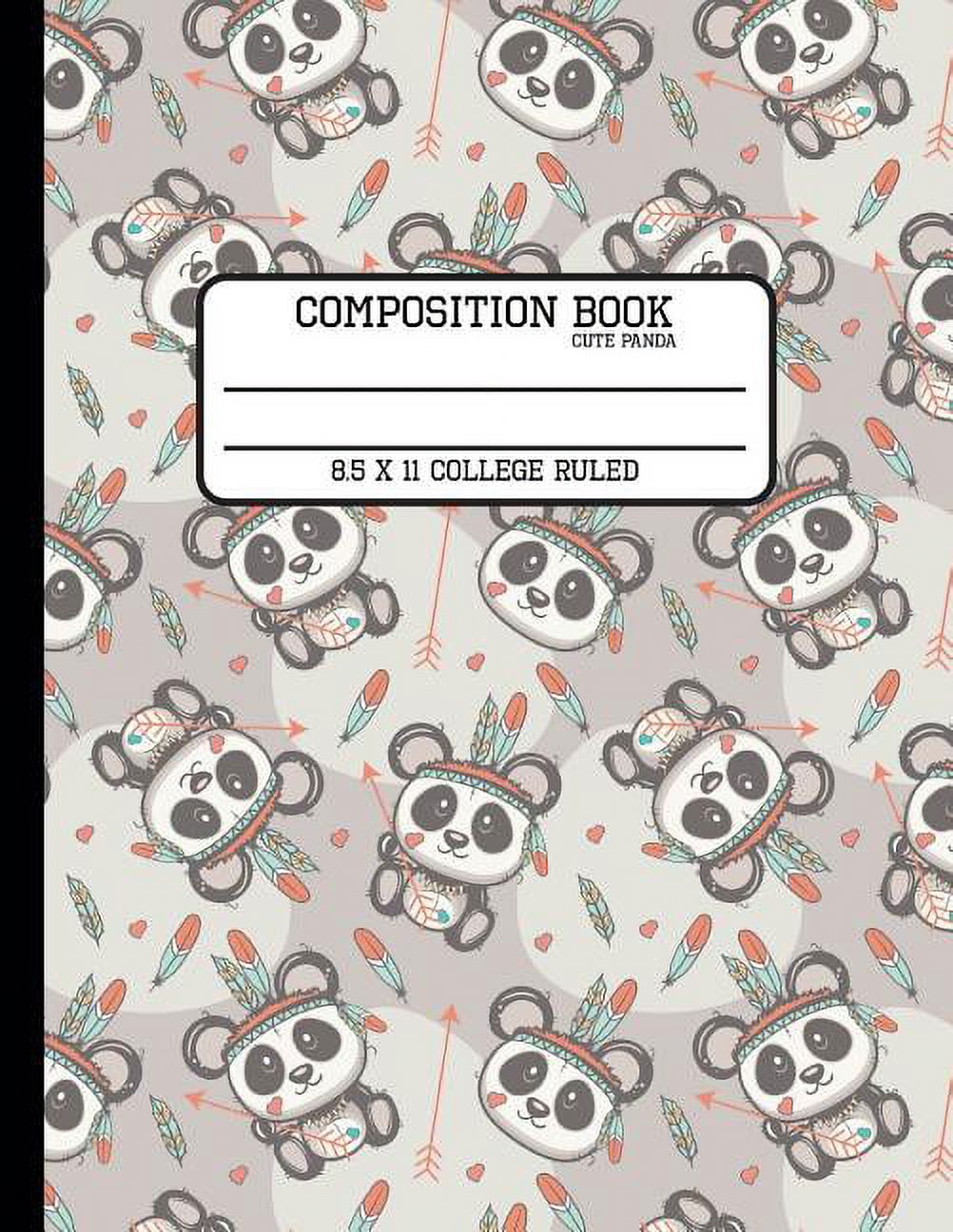 Composition Book Cute Panda 8.5 x 11 College Ruled Pretty Awesome Boho