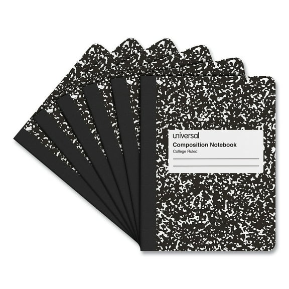 Universal UNV20946 100 Sheet Medium/College Rule 9.75 in. x 7.5 in. Composition Book - Black Marble (6/Pack)