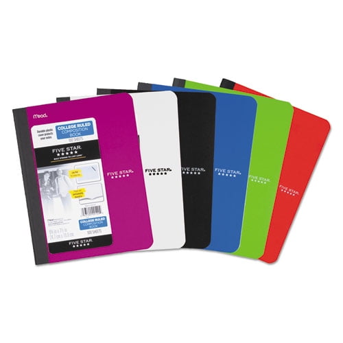 Composition Book, Medium/College Rule, Randomly Assorted Cover (Black/Cobalt Blue/Lime/Red/Teal/Yellow), 9.75 x 7.5,100 Sheet | Bundle of 2 Each