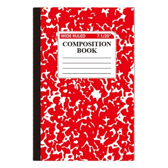 Composition Book Primary Wide Ruled, 5.51"x 8.27", Marble Design, Paper Cover, 30 Sheets,60 Pages,College Rule Composition Books for 50 Cents,Assorted Colors A5 Hard Cover Composition Books(Red)