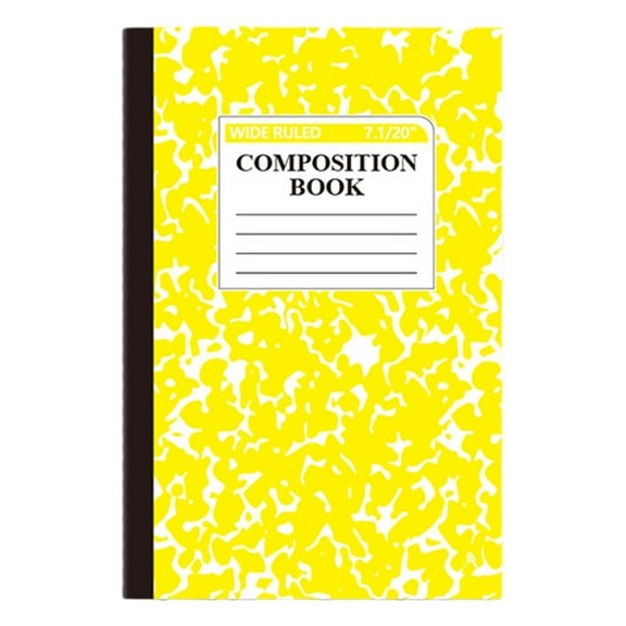Composition Book Primary Wide Ruled,College Rule Composition Book Marble 30 Sheets,Composition Book, Wide Ruled, 5.51"x 8.27", Marble Design, Paper Cover, 30 Sheets,Assorted Colors(Yellow)