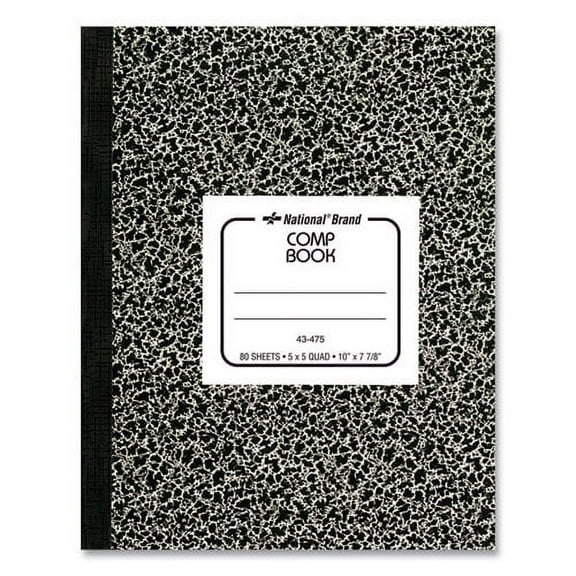 Composition Book, Quadrille Rule, Black Marble Cover, 10 X 7.88, 80 Sheets | Bundle of 2 Each