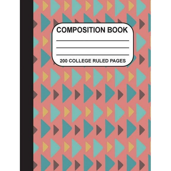Composition Book: Red Green Tribal Geometric Pattern Notebook, College Ruled, 200 Pages/100 Sheets (7.44" x 9.69") (Paperback)
